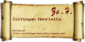 Zsittnyan Henrietta névjegykártya